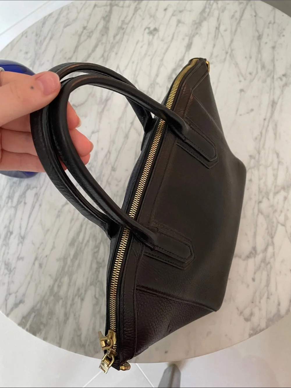 J. Crew Structured Black Leather Satchel Handbag